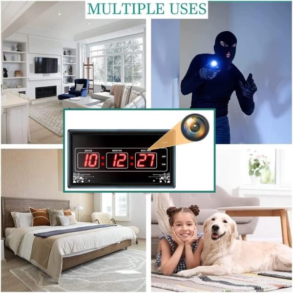 spy Camera 4K Spy WiFi Digital Wall Clock New Model 1080p HD Audio Video Recording Watch Live 24 Hours Surveillance Security Camera for Home Office Nanny Hidden Wireless Camera 64GB Supported. - Image 2