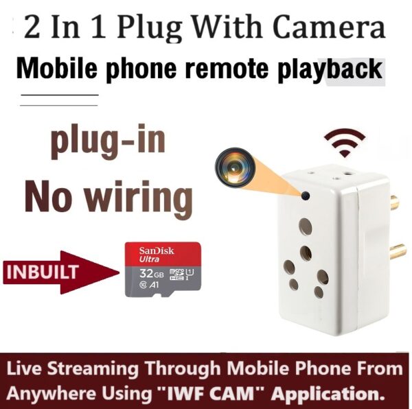 Hidden Spy Camera WiFi Multi Plug - Hidden Camera with Live Feed WiFi - Indoor Hidden Security Camera - 1080P HD Hidden Nanny Cam - Motion Detection Spy Cam - with 32GB MicroSD Card - Image 2
