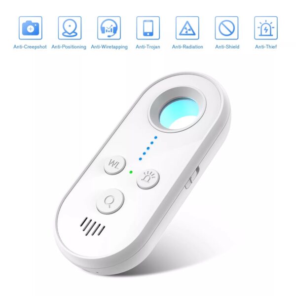 Hidden Camera Detector Mini LED Hidden Device Detector with Infrared Viewfinders Rechargeable Anti Spy Camera Detector GPS Wireless Signal Detector Finder Anti-Thief Vibration Alarm